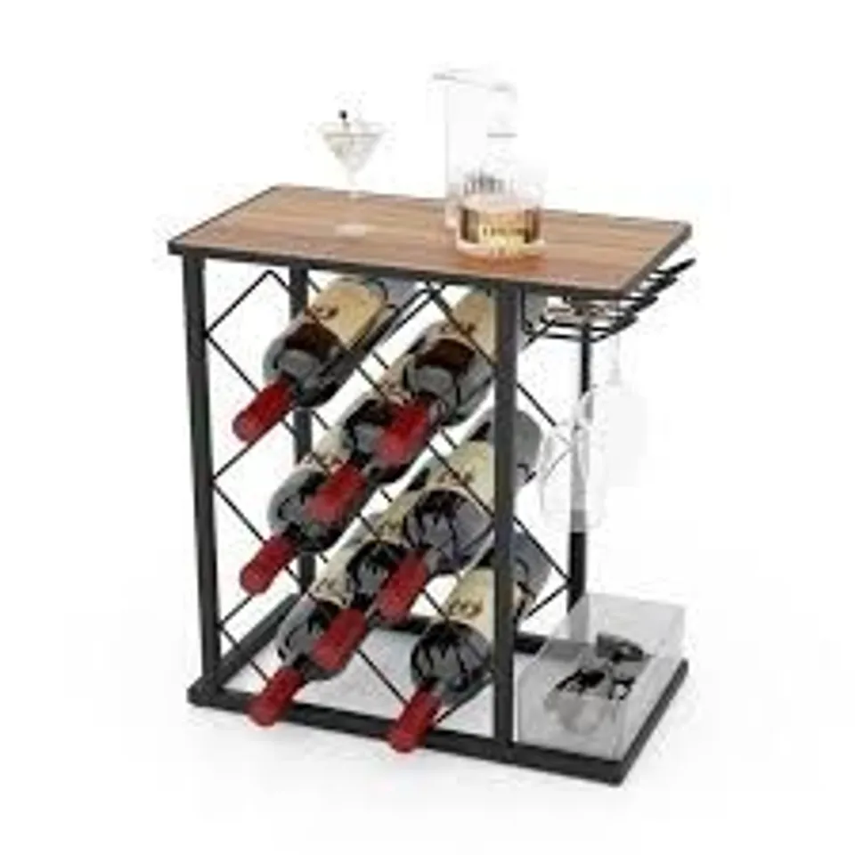 BOXED COSTWAY 8 BOTTLE COUNTERTOP WINE RACK WITH STORAGE