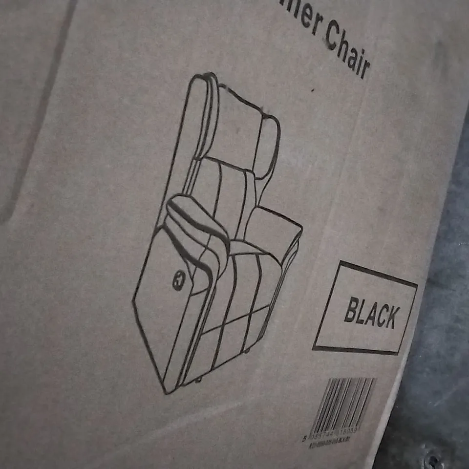 BOXED BLACK LEATHER MANUAL ROCKING RECLINER CHAIR (BOX 1 OF 2 ONLY)