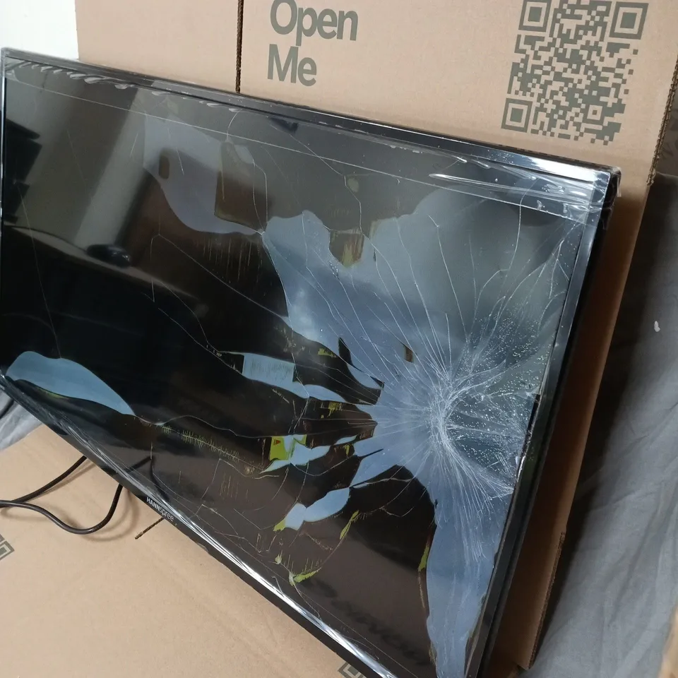 HANNSPREE HL400UPB 40IN LCD MONITOR – CRACKED SCREEN (DAMAGED) WITH REMOTE & POWER CABLE
