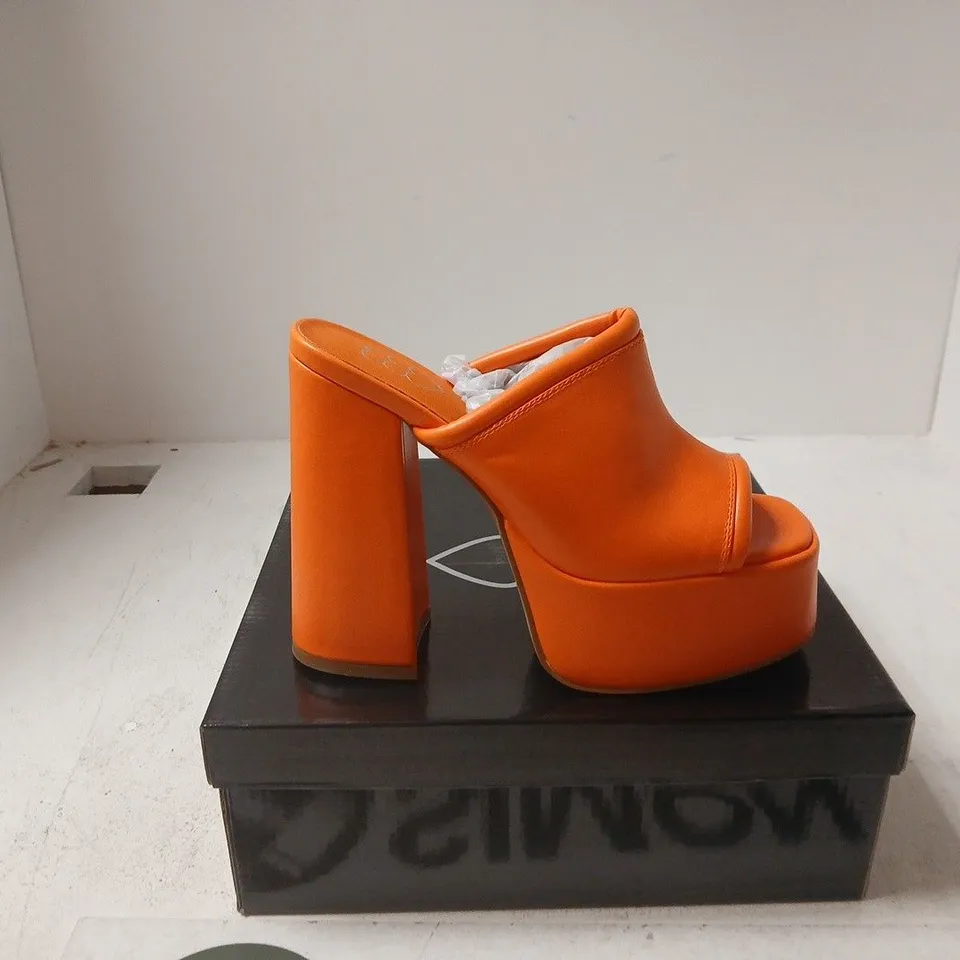 WOMEN'S ORANGE PLATFORM MULE SANDALS UK 8