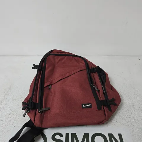 KONO RED BACK PACK WITH MULTIPLE ZIP POCKETS