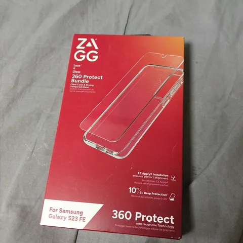 BOX OF APPROXIMATELY 50 ZAGG 360 PROTECT BUNDLE FOR SAMSUNG GALAXY S23 FE