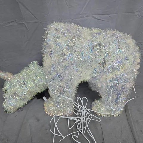 43 CM IRIDESCENT TINSEL POLAR BEAR OUTDOOR CHRISTMAS LIGHT