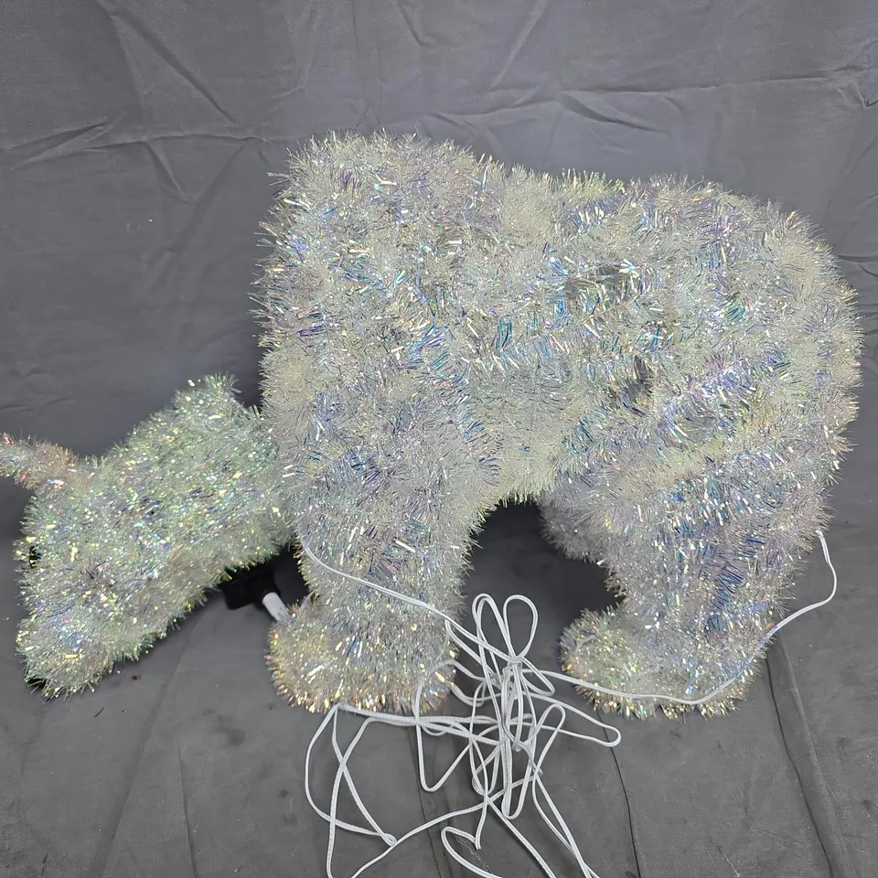 43 CM IRIDESCENT TINSEL POLAR BEAR OUTDOOR CHRISTMAS LIGHT 