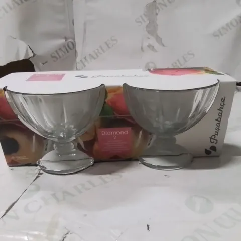 BOXED PASABAHCE ICE CREAM GLASSES APPROXIMATELY 12