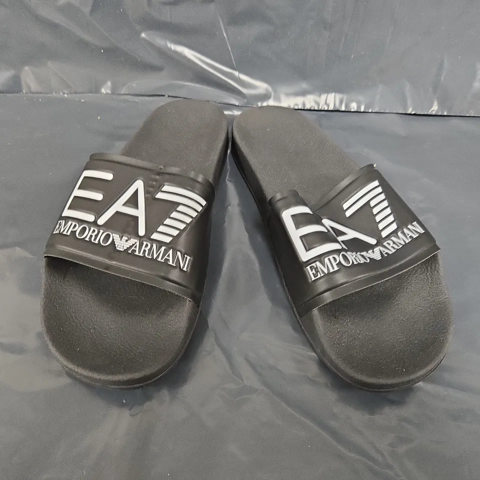 UNBOXED PAIR OF EMPORIO ARMANI SLIDES IN BLACK - SIZE 41
