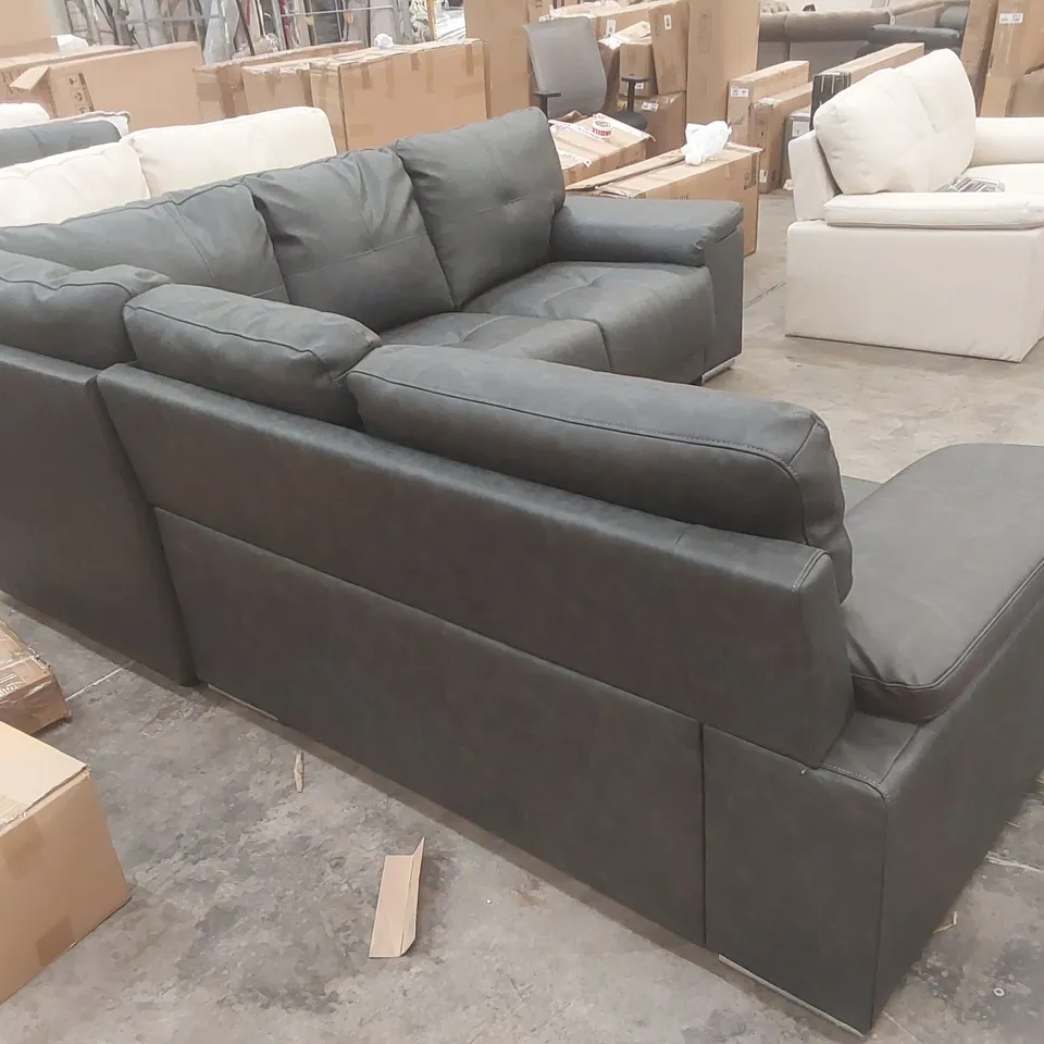 QUALITY DESIGNER FAUX LEATHER UPHOLSTERED CORNER SOFA