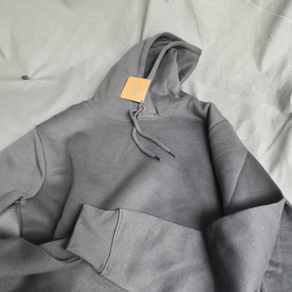 KANGAROO POO GREY HOODIE WITH DRAWSTRING HOOD – SIZE M