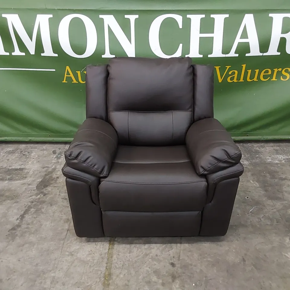 DESIGNER ALBION MANUAL RECLINER CHAIR IN CHOCOLATE LEATHER 