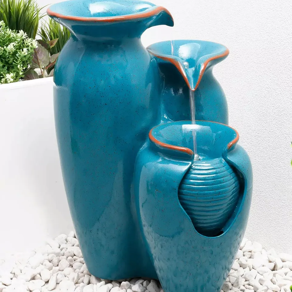 STREETWIZE SOLAR WATER FEATURE - AZURE GRECIAN POTS