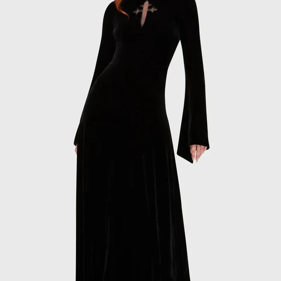 BRAND NEW KILLSTAR SERENADE OF SHADOWS MAXI DRESS IN BLACK - S