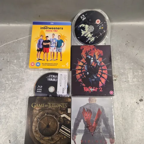 6 X ASSORTED FILMS/SERIES DVDS TO INCLUDE THE INBETWEENERS MOVIE, GAME OF THRONES, STAR WARS ETC