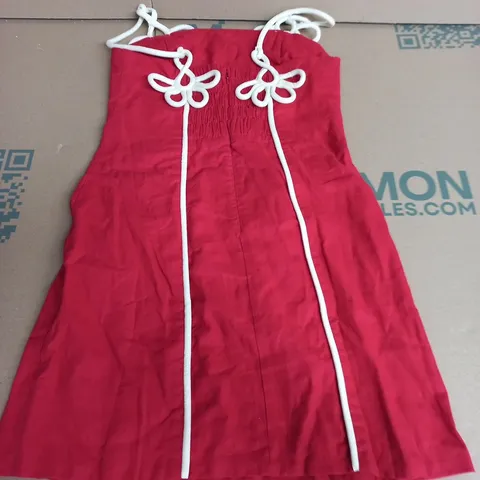 FARM RED DRESS WITH WHITE DRAWSTRINGS – SIZE S