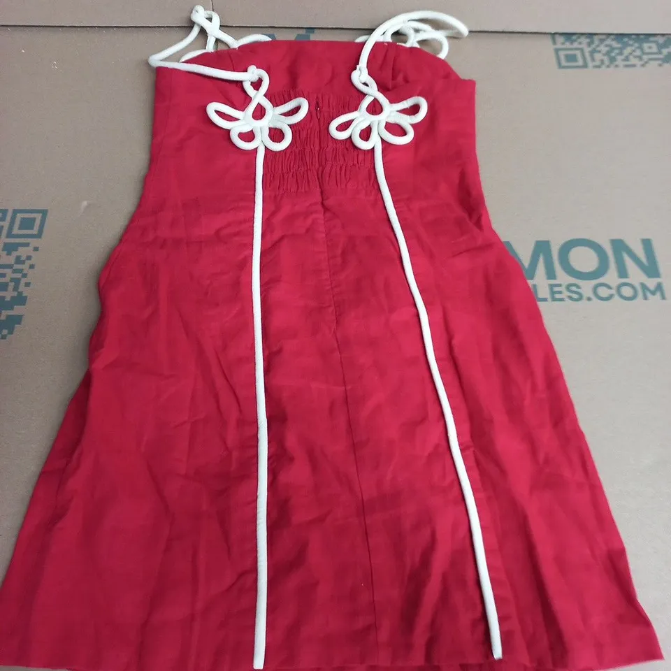 FARM RED DRESS WITH WHITE DRAWSTRINGS – SIZE S