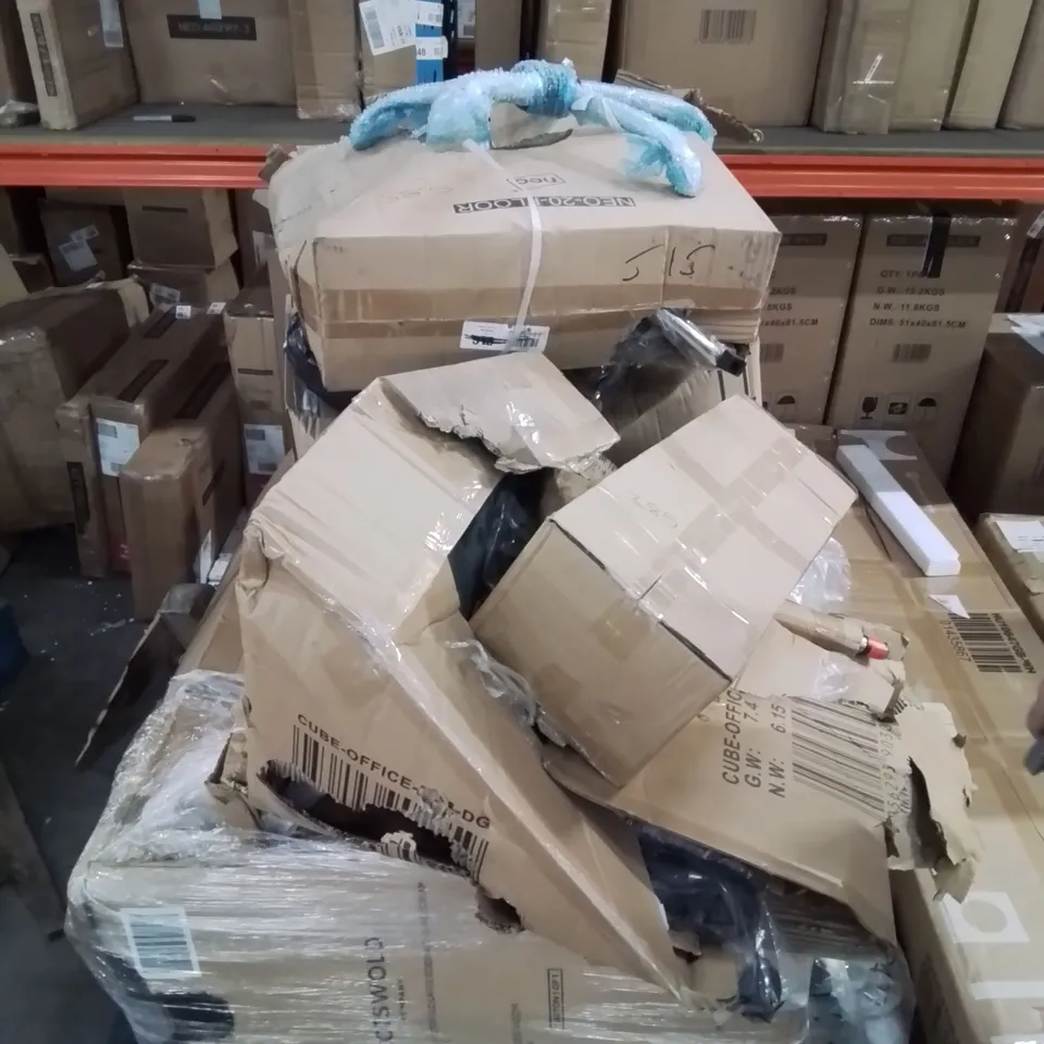 PALLET CONTAINING VARIOUS BOXED FURNITURE PARTS AND OTHER HOUSEHOLD ITEMS ETC.