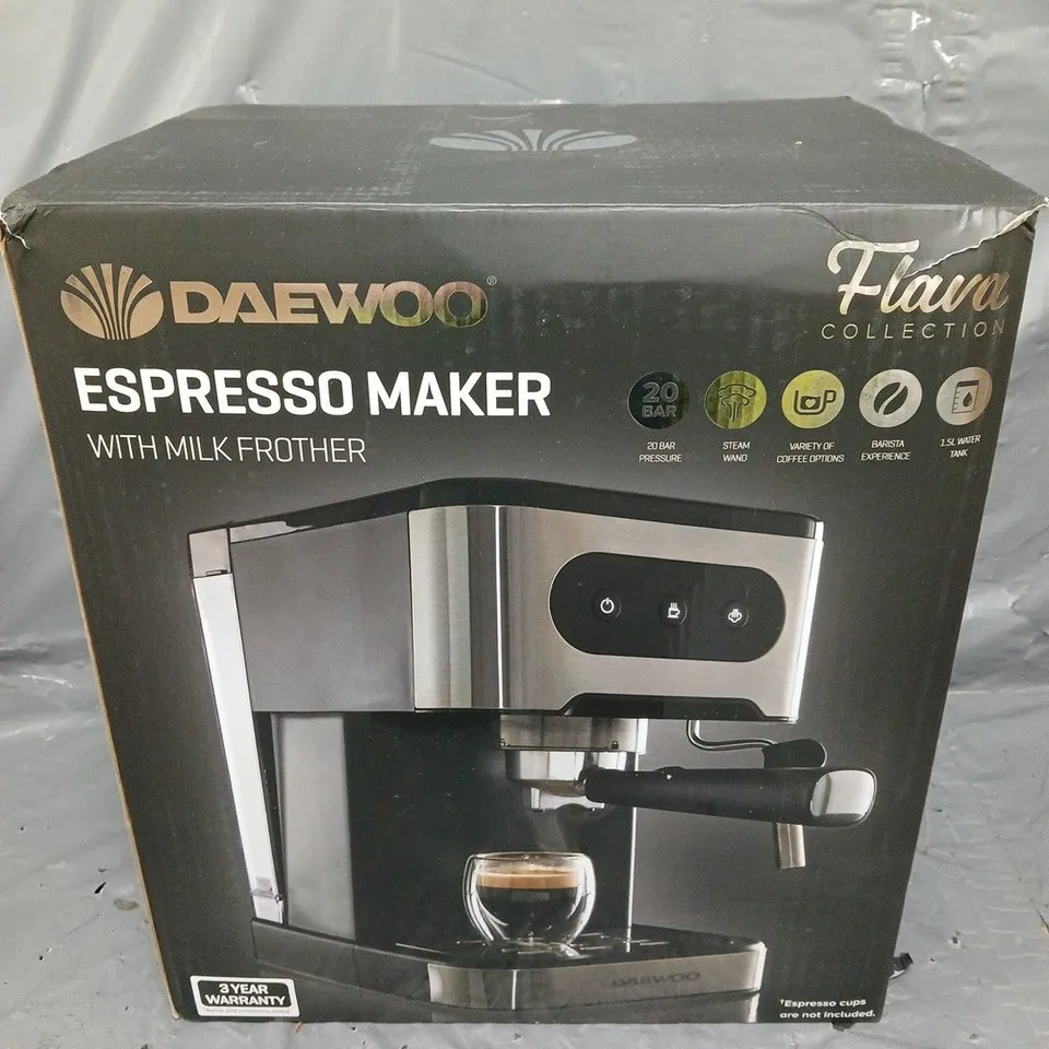 DAEWOO 20-BAR ESPRESSO COFFEE MAKER WITH STEAM WAND