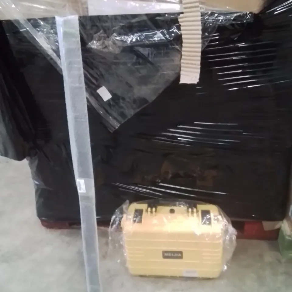 PALLET OF ASSORTED HOUSEHOLD GOODS AND PRODUCTS TO INCLUDE;MEIJA TOOL BOX,CASTING ROD