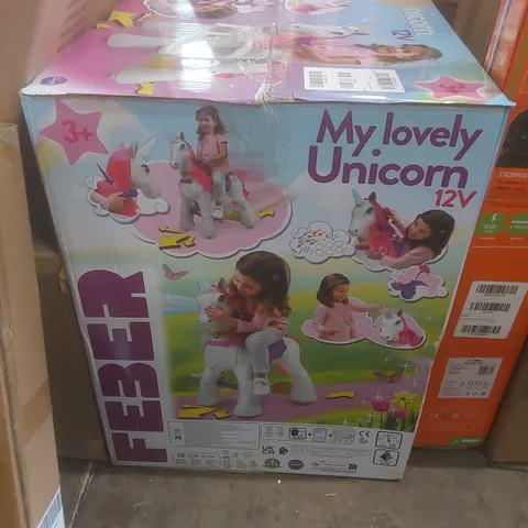 BOXED FEBER MY LOVELY UNICORN RIDE-ON 