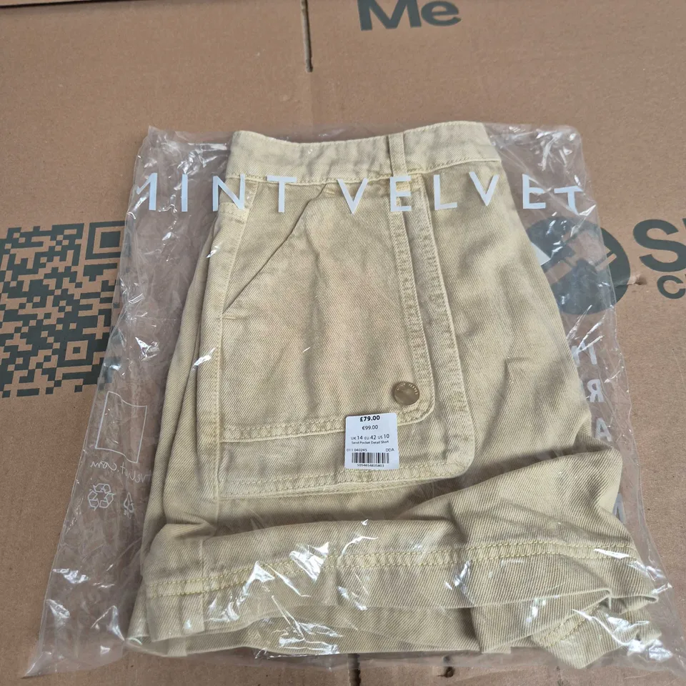 BAGGED MINT VELVET SAND POCKET DETAIL SHORT – UK 14