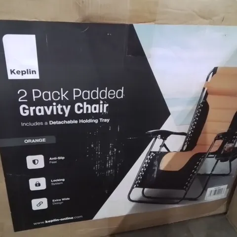 BOXED KEPLIN 2 PACK OF PADDED GRAVITY CHAIRS -ORANGE-