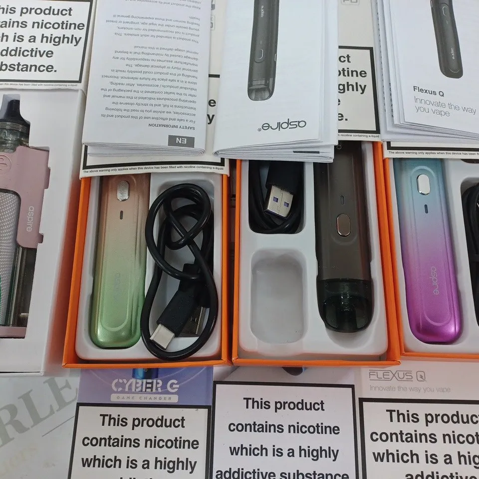 LOT OF 14 ASSORTED ASPIRE E-CIGS TO INCLUDE FLEXUS AND CYBER