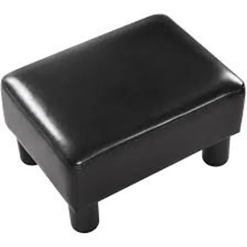 BOXED COSTWAY BLACK PU LEATHER FOOTSTOOL