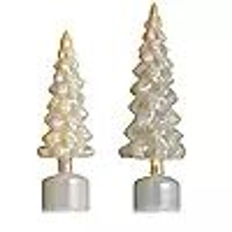 HOME STORIES PRE LIT SET OF 2 ROTATING GLASS CHRISTMAS TREE