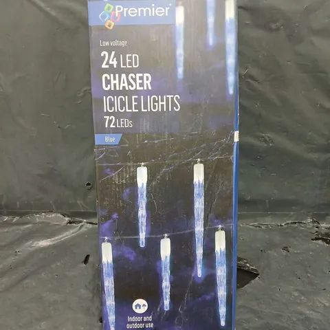 BOXED PREMIER 24 LED CHASER ICICLE LIGHTS - BLUE