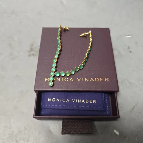 BOXED MONICA VINADER GOLDEN GREEN DANGLE EARRINGS 