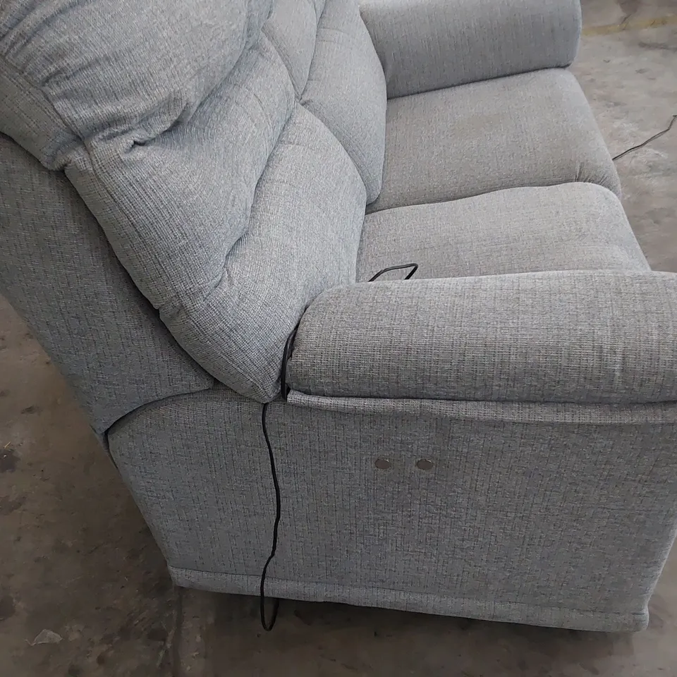 QUALITY BRITISH DESIGNER G PLAN POWER RECLINING TWO SEATER SOFA GREY FABRIC