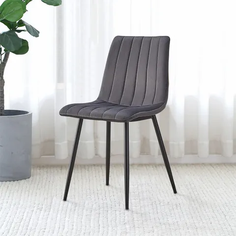 BOXED SET OF 2 GREY FABRIC DINING CHAIRS