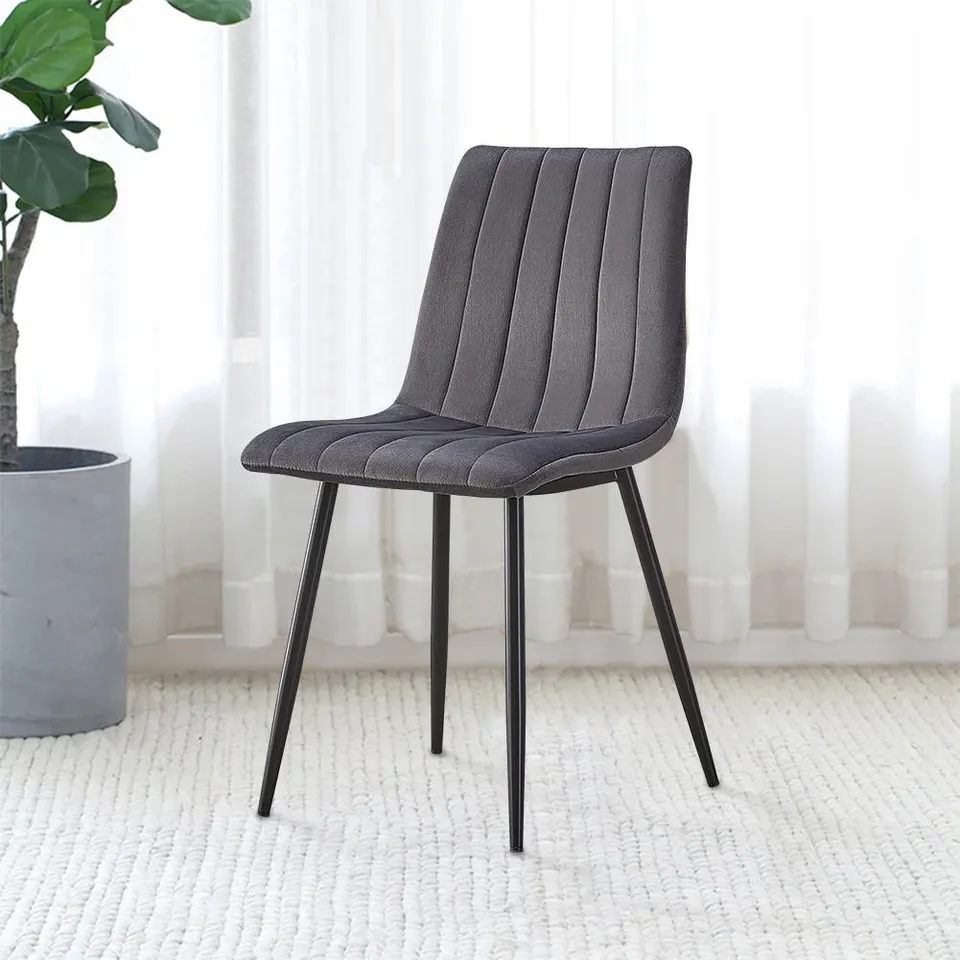 BOXED SET OF 2 GREY FABRIC DINING CHAIRS