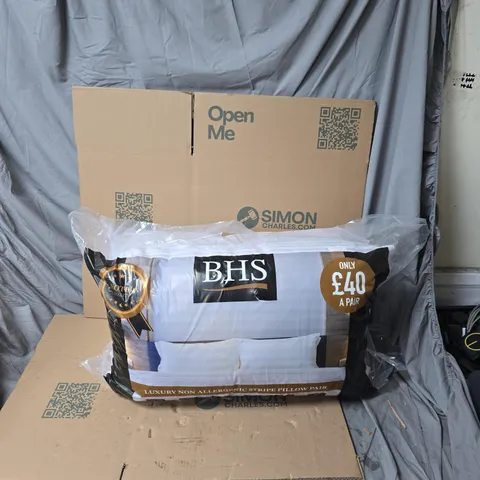 BHS LUXURY NON-ALLERGENIC STRIPE PILLOW PAIR