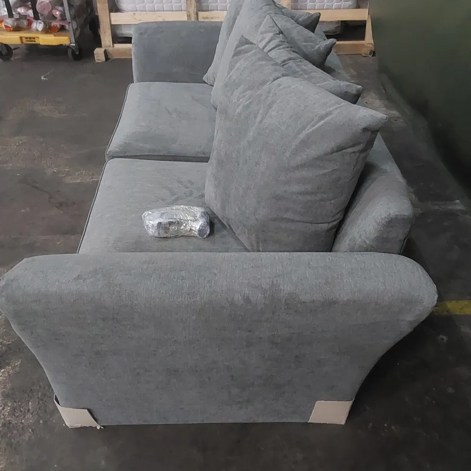 DESIGNER DURY 3 SEATER FABRIC UPHOLSTERED SOFA - GREY