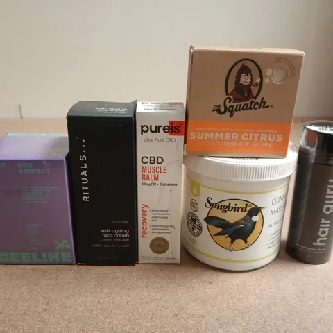 APPROXIMATELY 15 ASSORTED HEALTH & BEAUTY PRODUCTS TO INCLUDE DR.SQUATCH , HAIR GURU AND RITUALS