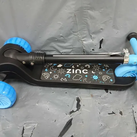 ZINC THREE WHEELED FOLDING T-MOTION SHINE SCOOTER - BLUE