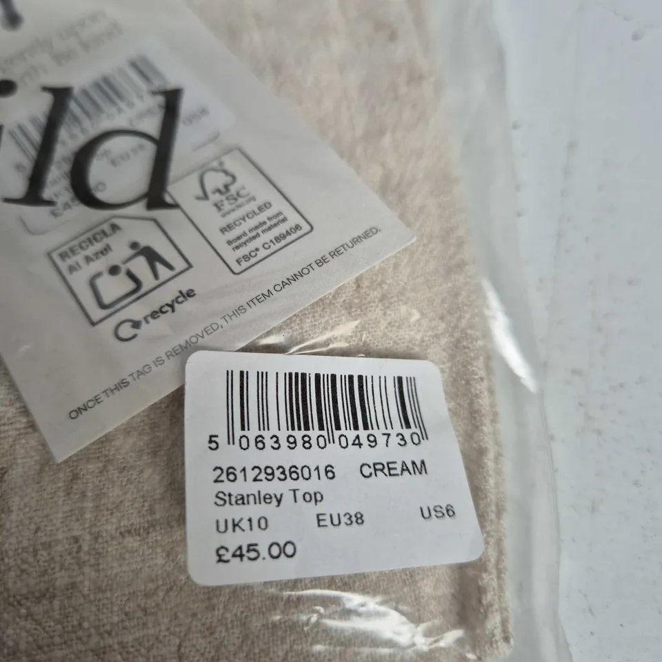 NOBODY'S CHILD STANLEY TOP – CREAM, UK10
