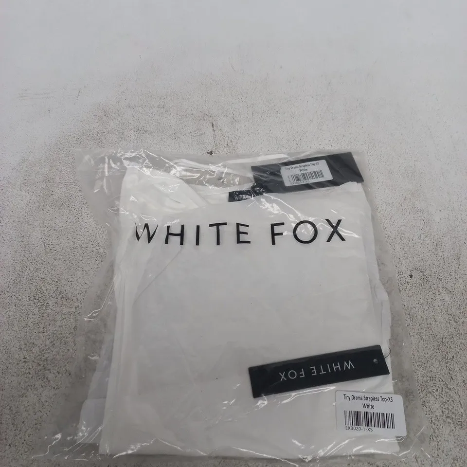 WHITE FOX TINY DRAMA STRAPLESS TOP - XS WHITE (UK6)