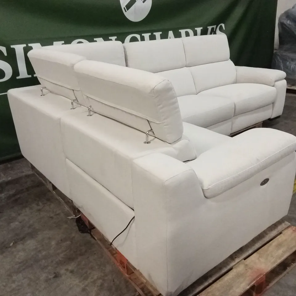 QUALITY DESIGNER ITALIAN MADE RICCARDO ELECTRIC RECLINER FABRIC CORNER SOFA - CASHMERE