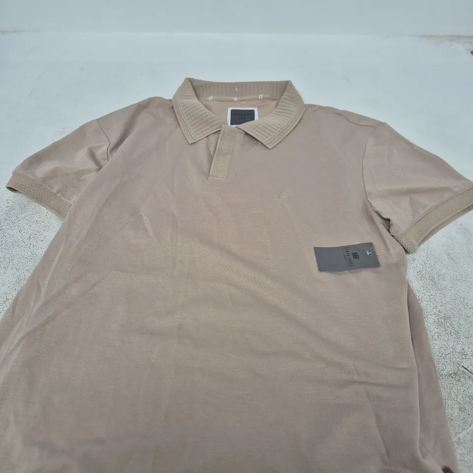 ASHER JONES LONDON POLO SHIRT – BEIGE – UK SIZE L 