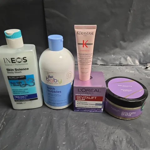 APPROXIMATEY 20 ASSORTED HEALTH AND BEAUTY PRODUCTS TO INCLUDE - INEOS BODY WASH - MALACHITE ALOE GEL AND BABY BATH BUBBLES
