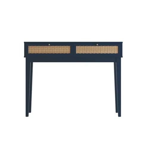 BOXED BORDEAUX 2 DRAWER BLUE RATTAN DRESSING TABLE (1 BOX)