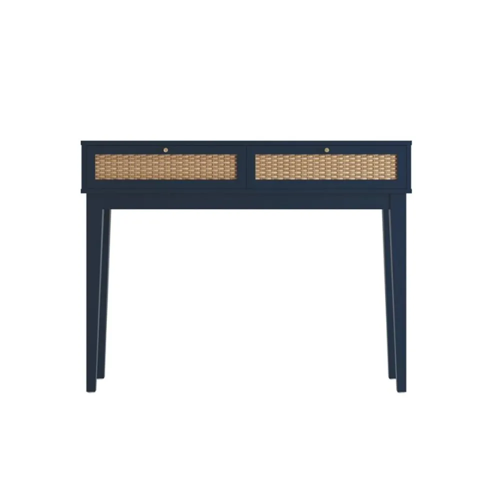 BOXED BORDEAUX 2 DRAWER BLUE RATTAN DRESSING TABLE (1 BOX)