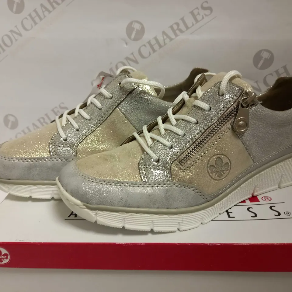 RIEKER METALLIC LACE-UP TRAINERS MULTI-COLOURED UK SIZE 5