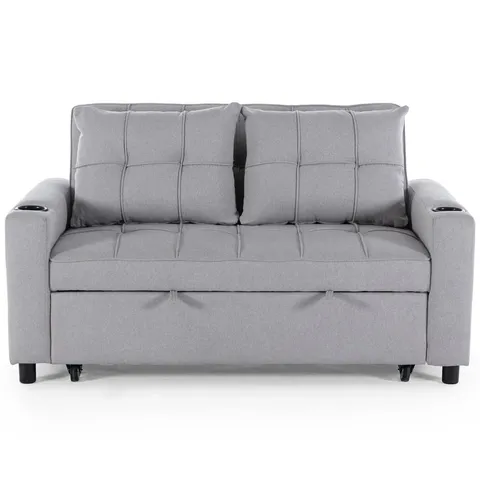 BOXED HUDSON 2 SEATER FABRIC SOFA BED - LIGHT GREY (1 BOX)