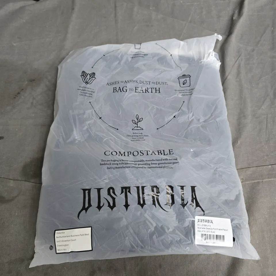 DISTURBIA GRACE ZIP FRONT PINAFORE PLAYSUIT – UK 14