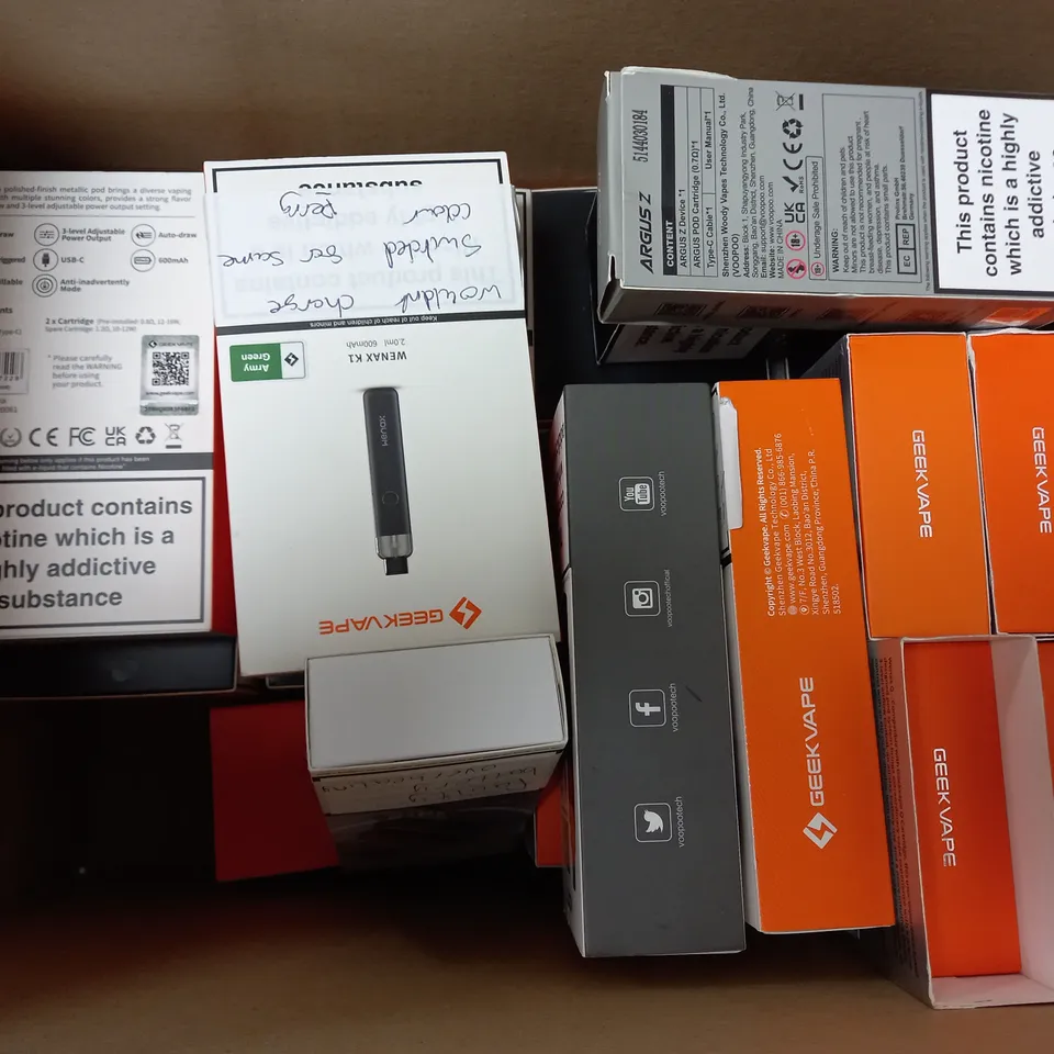 BOX OF APPROXIMATELY 20 ASSORTED E-CIGARETTES