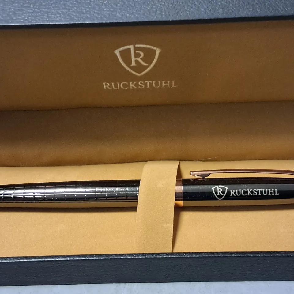 RUCKSTUHL ROSE GOLD ROLLERBALL PEN IN GIFT BOX