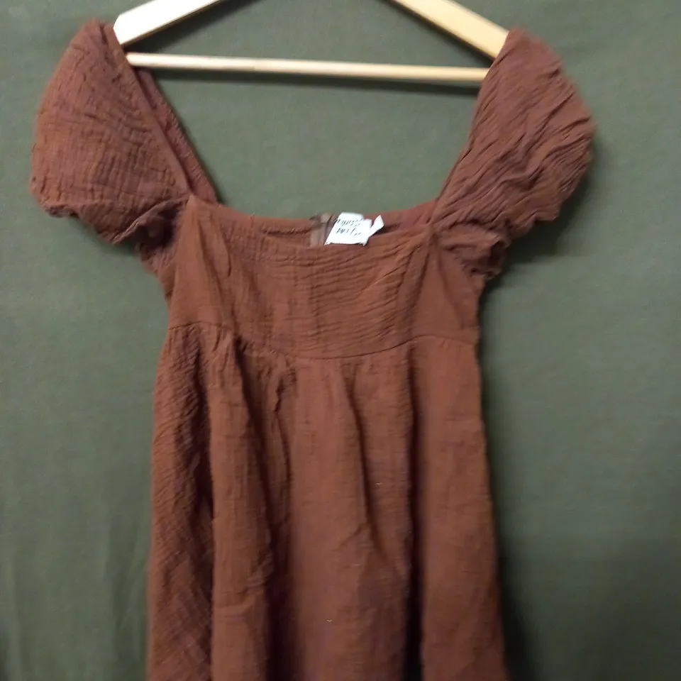 PRINCESS POLLY BROWN SHORT SLEEVE DRESS  - UK 8