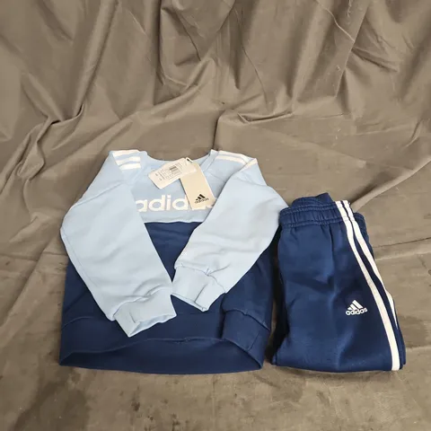 ADIDAS COLOUR BLOCK FLEECE LINED TRACKSUIT IN NAVY/BLUE SIZE 18/24MONTHS